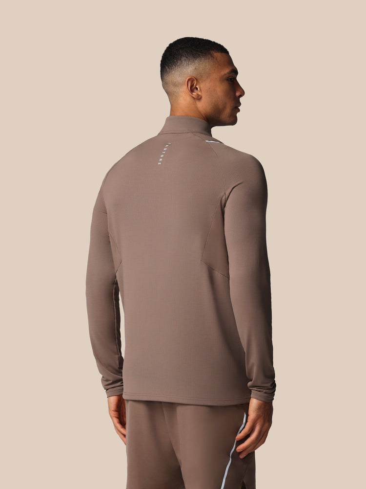 Hombre Apex Camiseta de Entrenamiento con Cuarto de Cremallera - Deep Taupe