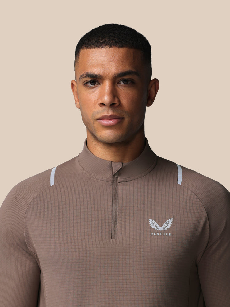 Hombre Apex Camiseta de Entrenamiento con Cuarto de Cremallera - Deep Taupe