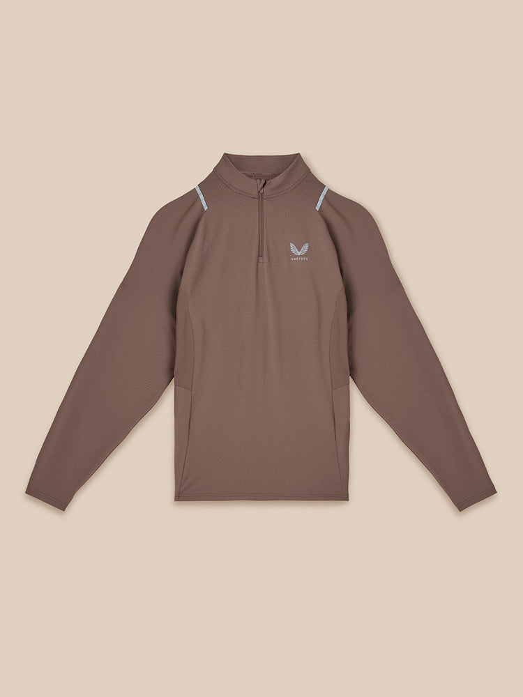 Hombre Apex Camiseta de Entrenamiento con Cuarto de Cremallera - Deep Taupe