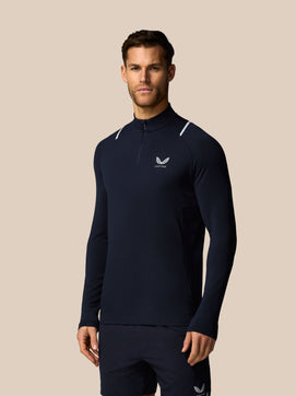 Hombre Apex Camiseta de Entrenamiento con Cuarto de Cremallera - Azul Marino