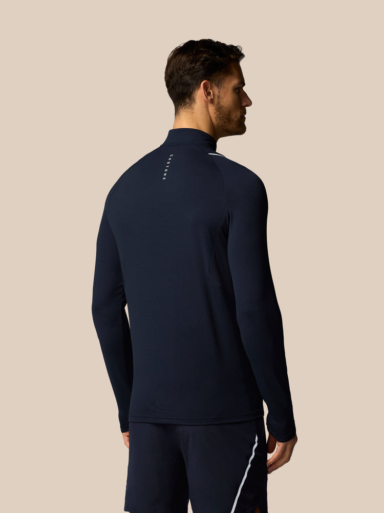 Hombre Apex Camiseta de Entrenamiento con Cuarto de Cremallera - Azul Marino