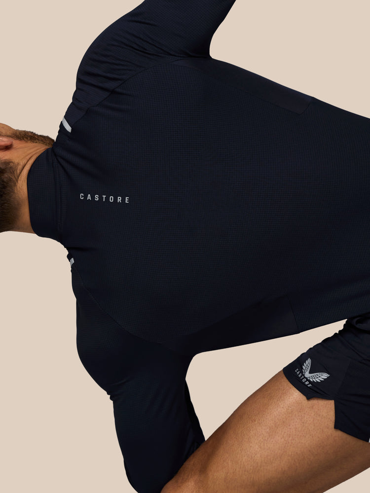 Hombre Apex Camiseta de Entrenamiento con Cuarto de Cremallera - Azul Marino