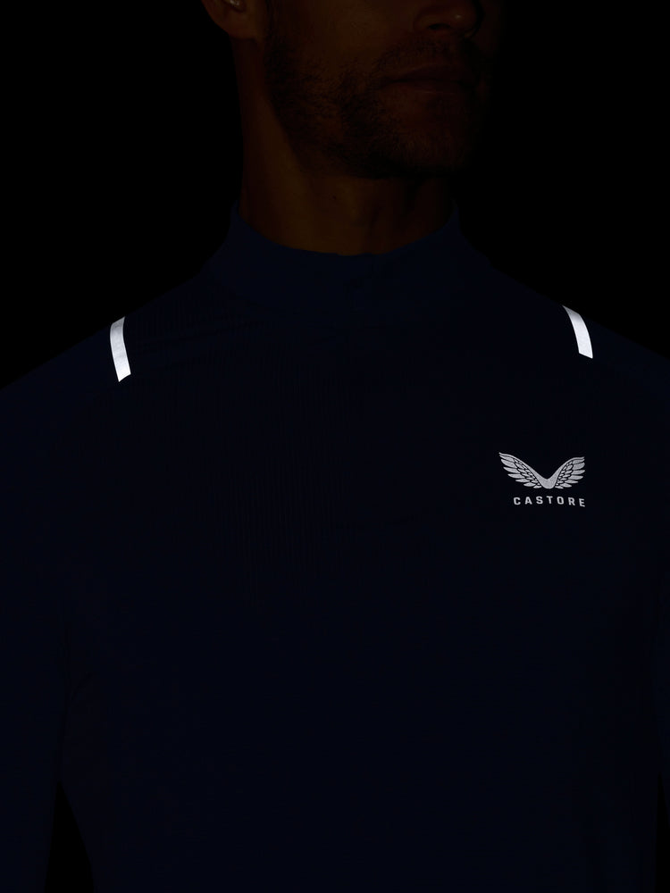 Hombre Apex Camiseta de Entrenamiento con Cuarto de Cremallera - Azul Marino