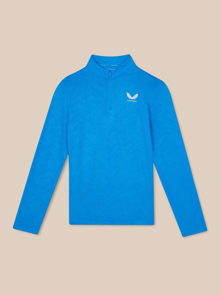 Hombre Adapt Camiseta de Manga Larga con Cuarto de Cremallera y Estampado Integral - Azul