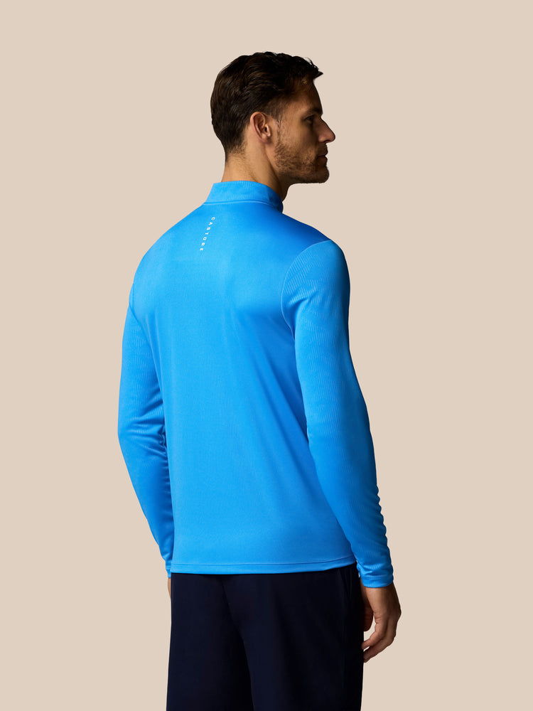 Hombre Adapt Camiseta de Manga Larga con Cuarto de Cremallera y Estampado Integral - Azul
