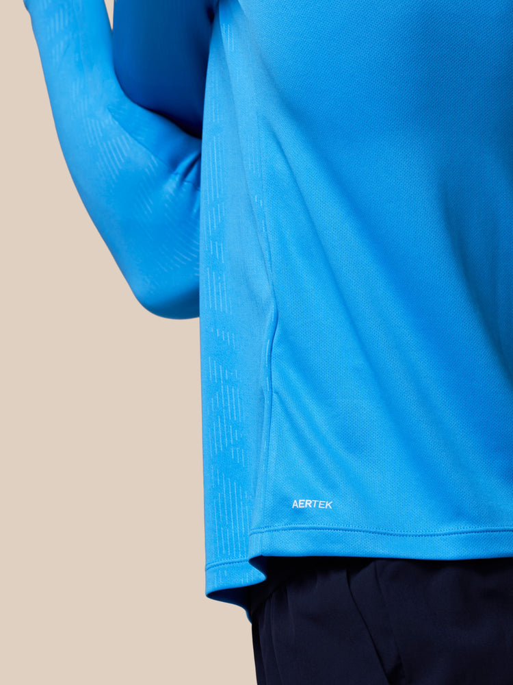 Hombre Adapt Camiseta de Manga Larga con Cuarto de Cremallera y Estampado Integral - Azul