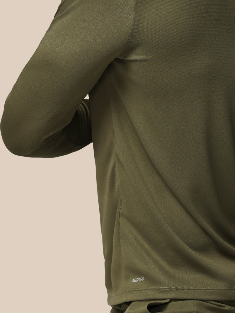 Hombre Adapt Camiseta de Manga Larga con Cuarto de Cremallera y Estampado Integral - Ivy Green