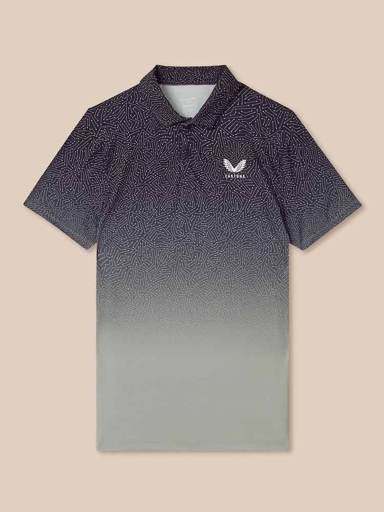 Hombre Golf Polo de Manga Corta con Mapa Estampado - Azul Marino