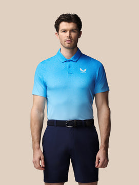 Hombre Golf Polo de Manga Corta con Mapa Estampado - Azul