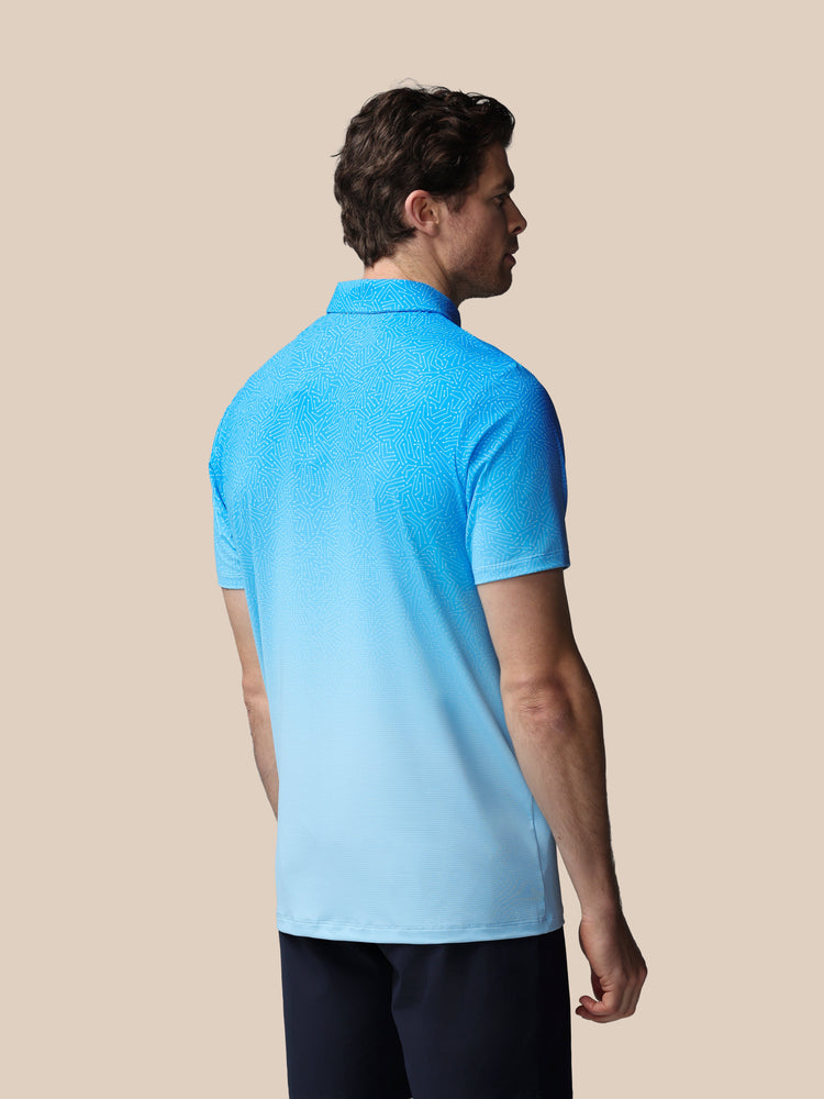 Hombre Golf Polo de Manga Corta con Mapa Estampado - Azul