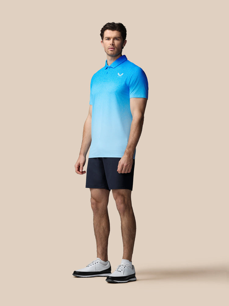 Hombre Golf Polo de Manga Corta con Mapa Estampado - Azul