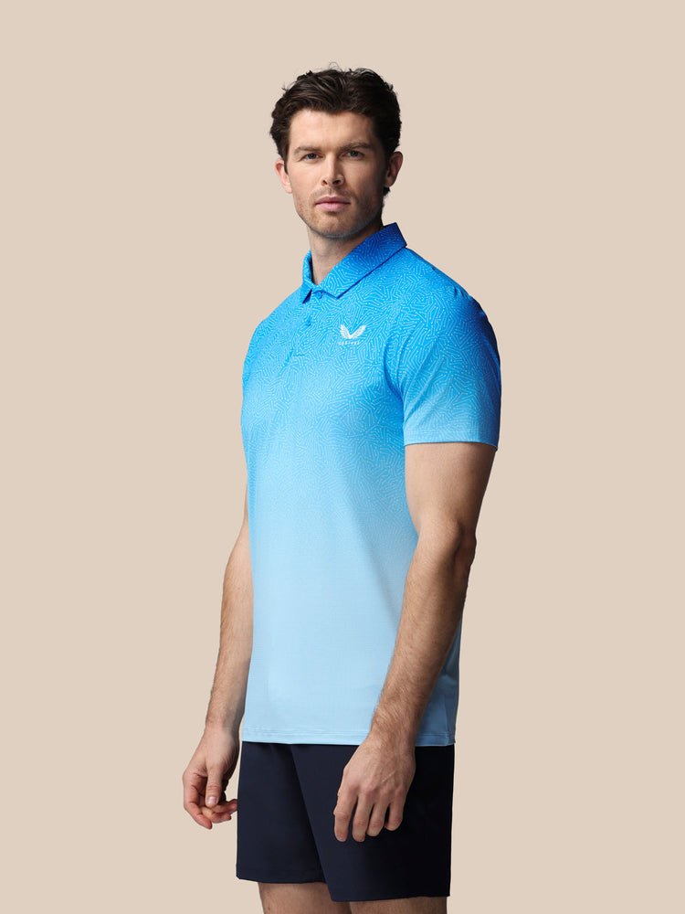 Hombre Golf Polo de Manga Corta con Mapa Estampado - Azul