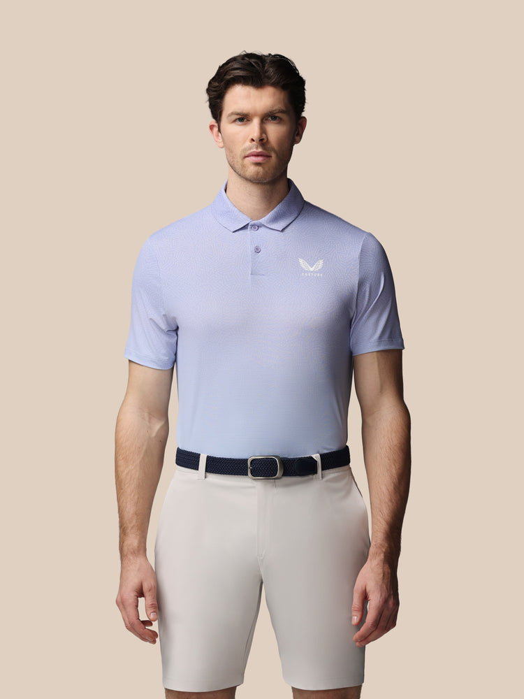 Hombre Golf Polo de Manga Corta con Mapa Estampado - Lavanda