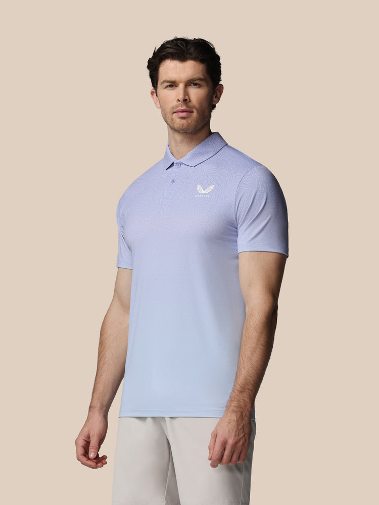 Hombre Golf Polo de Manga Corta con Mapa Estampado - Lavanda