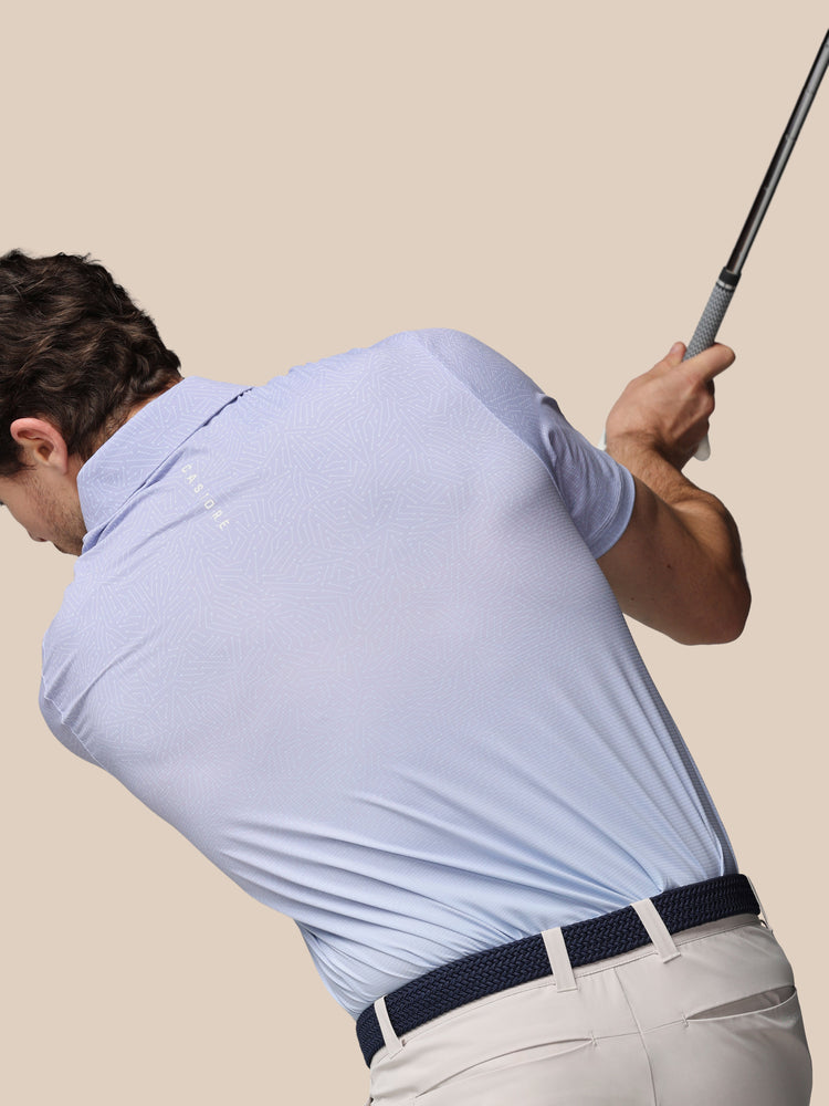Hombre Golf Polo de Manga Corta con Mapa Estampado - Lavanda