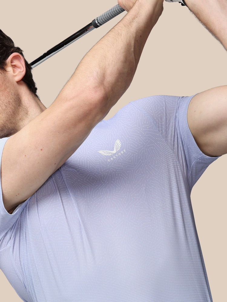 Hombre Golf Polo de Manga Corta con Mapa Estampado - Lavanda