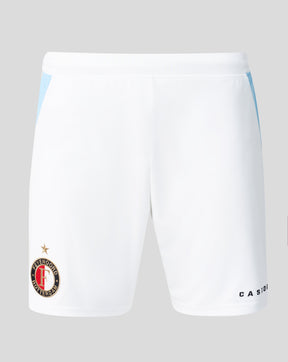 White Feyenoord shorts for men with club crest on the left leg