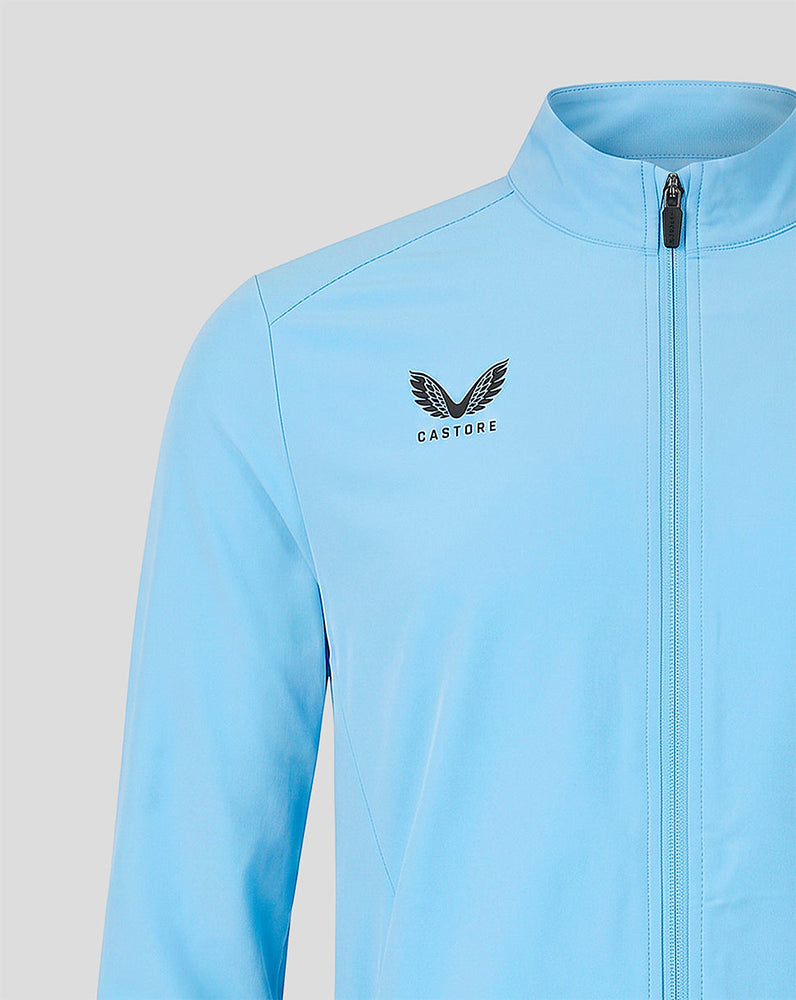 Light blue Feyenoord away matchday jacket by Castore with front zipper and chest logo