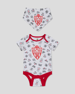ALMERIA CONJUNTO BÁSICO PARA BEBÉ (CHALECO Y BABERO) - BLANCO/ROJO