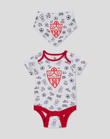 ALMERIA CONJUNTO BÁSICO PARA BEBÉ (CHALECO Y BABERO) - BLANCO/ROJO