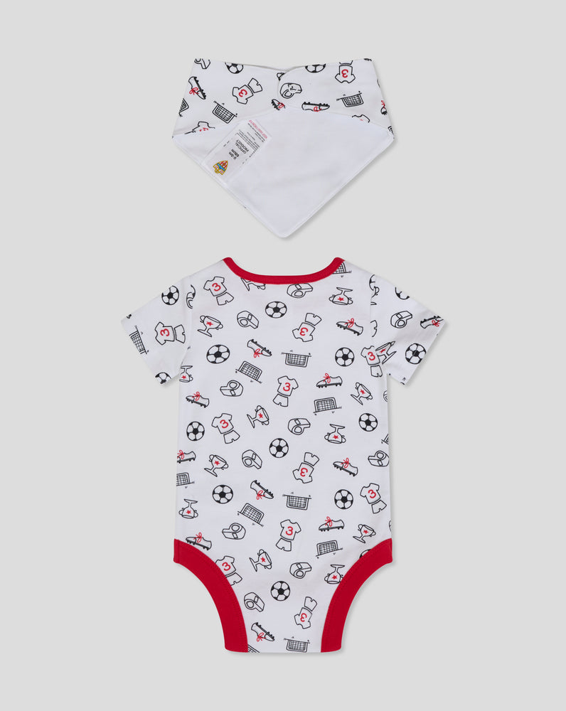 ALMERIA CONJUNTO BÁSICO PARA BEBÉ (CHALECO Y BABERO) - BLANCO/ROJO