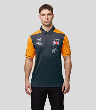 Grey and orange McLaren F1 Lando Norris polo shirt