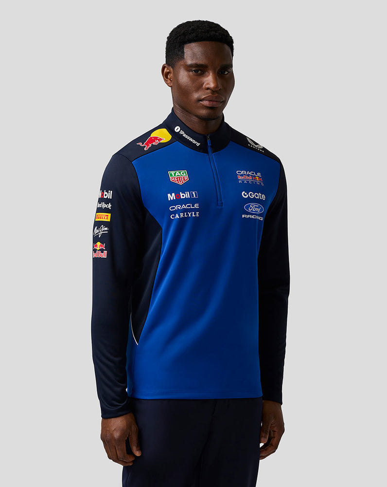 Oracle Red Bull Racing Unisex Teamline Capa Intermedia con Cuarto de Cremallera - Night Sky / Surf The Web