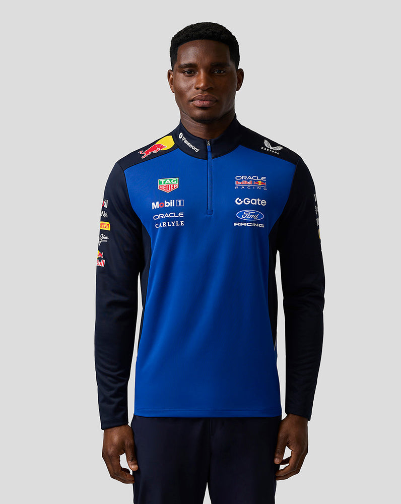 Oracle Red Bull Racing Unisex Teamline Capa Intermedia con Cuarto de Cremallera - Night Sky / Surf The Web