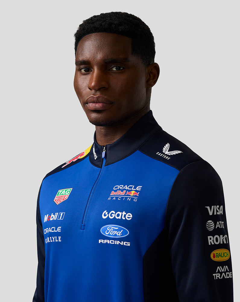 Oracle Red Bull Racing Unisex Teamline Capa Intermedia con Cuarto de Cremallera - Night Sky / Surf The Web