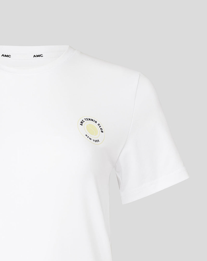 Camiseta gráfica de mujer blanca AMC Tennis Club New York