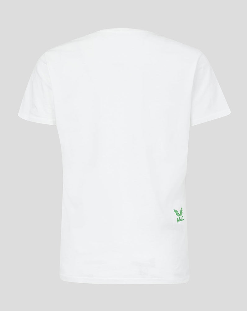 Camiseta blanca con estampado de corte abstracto de AMC