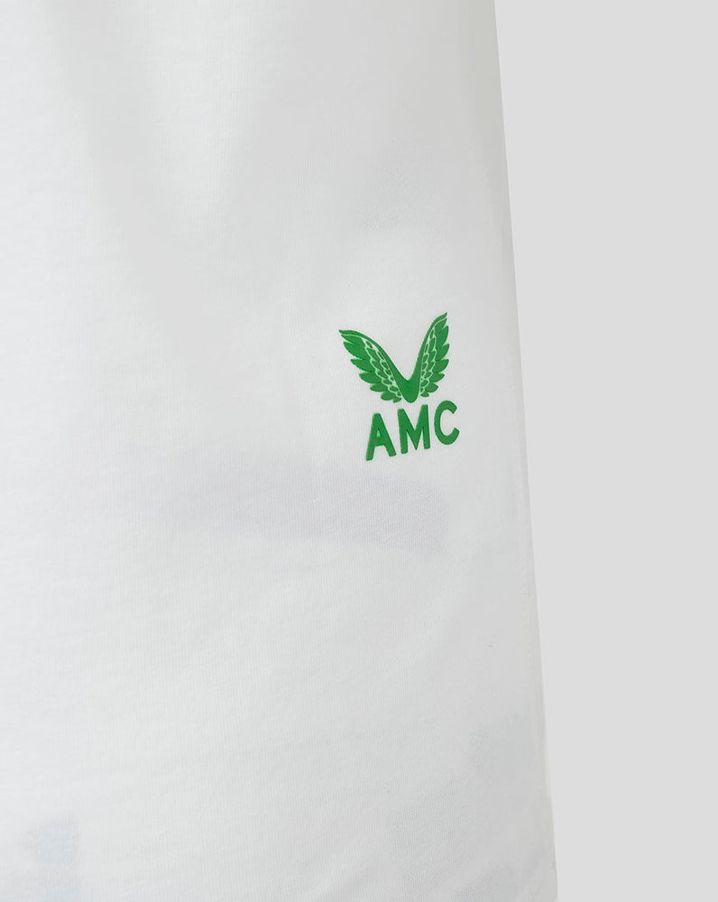 Camiseta blanca con estampado de corte abstracto de AMC
