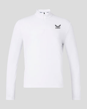 Camiseta técnica de manga larga con cremallera de un cuarto AMC para hombre - Blanco