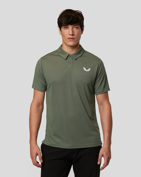 Man wearing Sage green Tota golf short sleeve polo