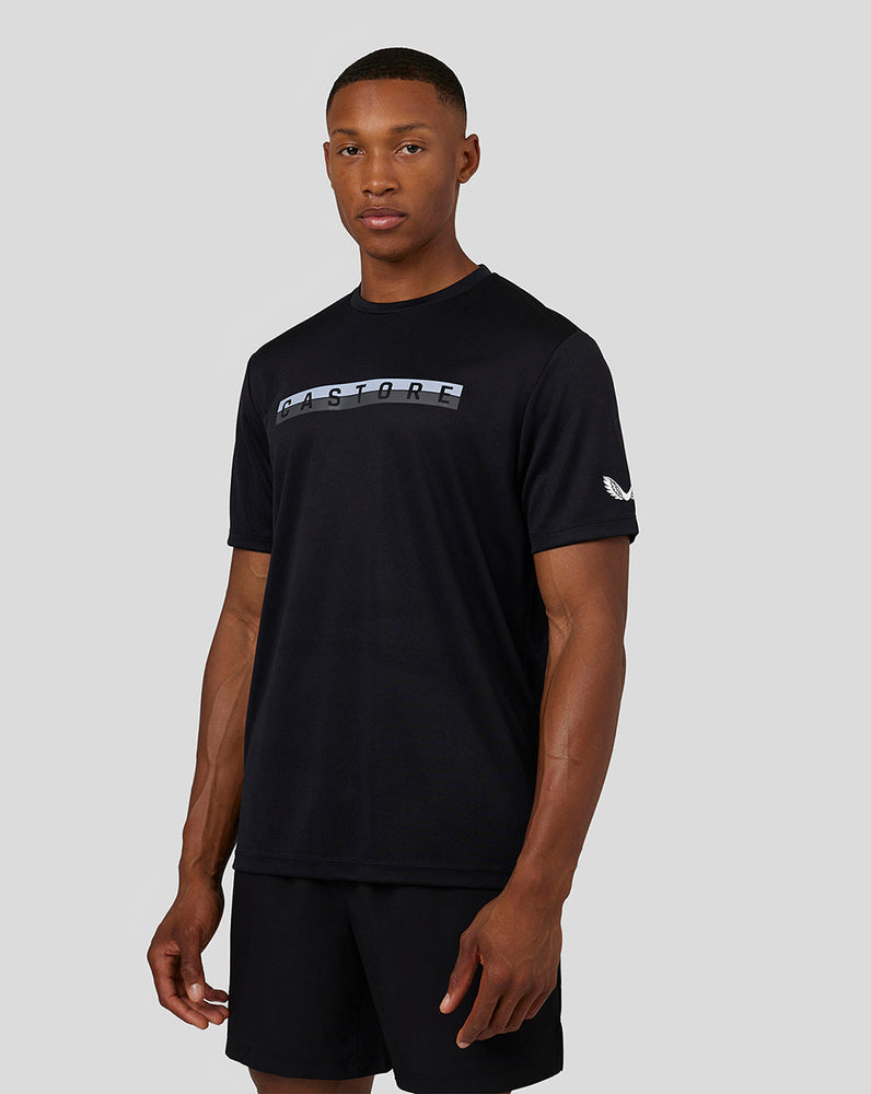 Camiseta raglán gráfica de manga corta para hombre - Negro