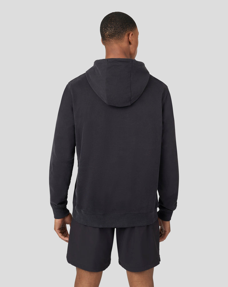 Sudadera con capucha y logo bordado de manga larga para hombre - Negro