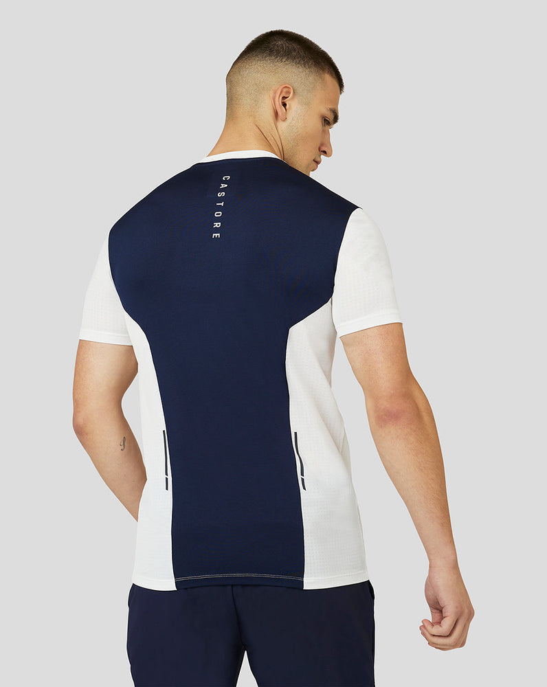 Camiseta Apex Active Mesh de manga corta para hombre - Blanco/Azul marino
