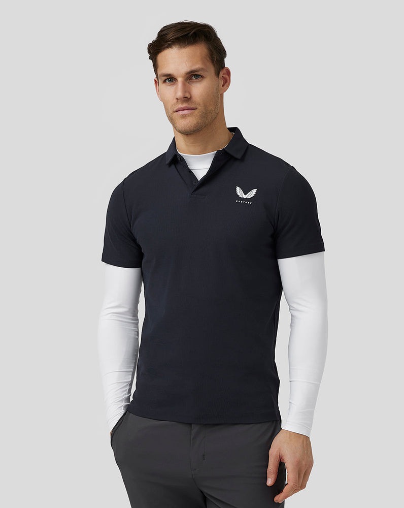 Hombre Golf Camiseta de manga larga con cuello simulado - Blanco