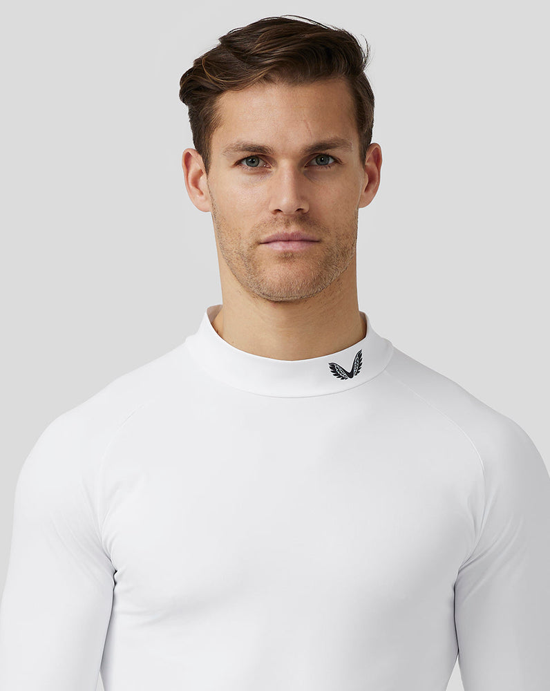 Hombre Golf Camiseta de manga larga con cuello simulado - Blanco