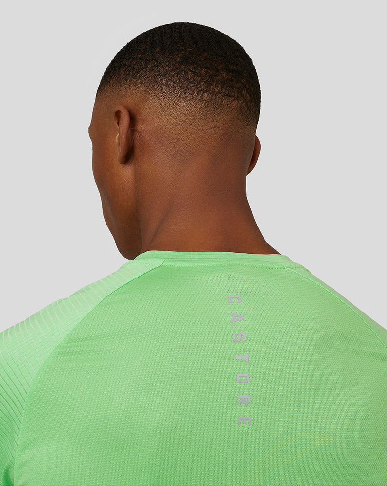 Camiseta Flow con paneles de manga corta para hombre - Verde brillante
