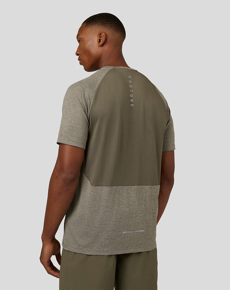 Camiseta Flow con paneles de manga corta para hombre - Oliva/Caqui