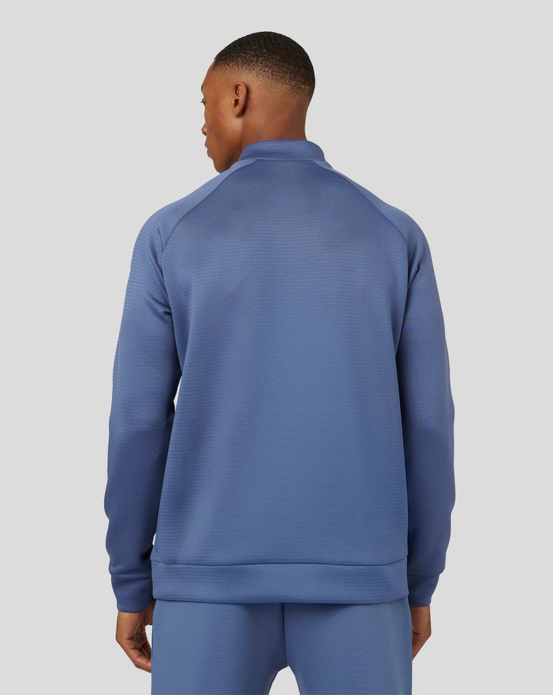 Camiseta tipo embudo Aeroscuba de manga larga con cremallera de 1/4 del programa de buceo para hombre - Azul polvoriento