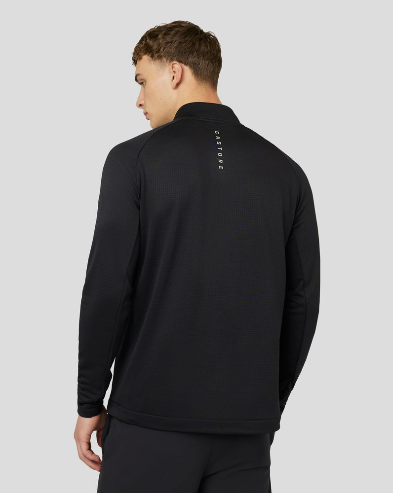 Camiseta de golf de manga larga Soft Shell Tech con media cremallera para hombre - Negro