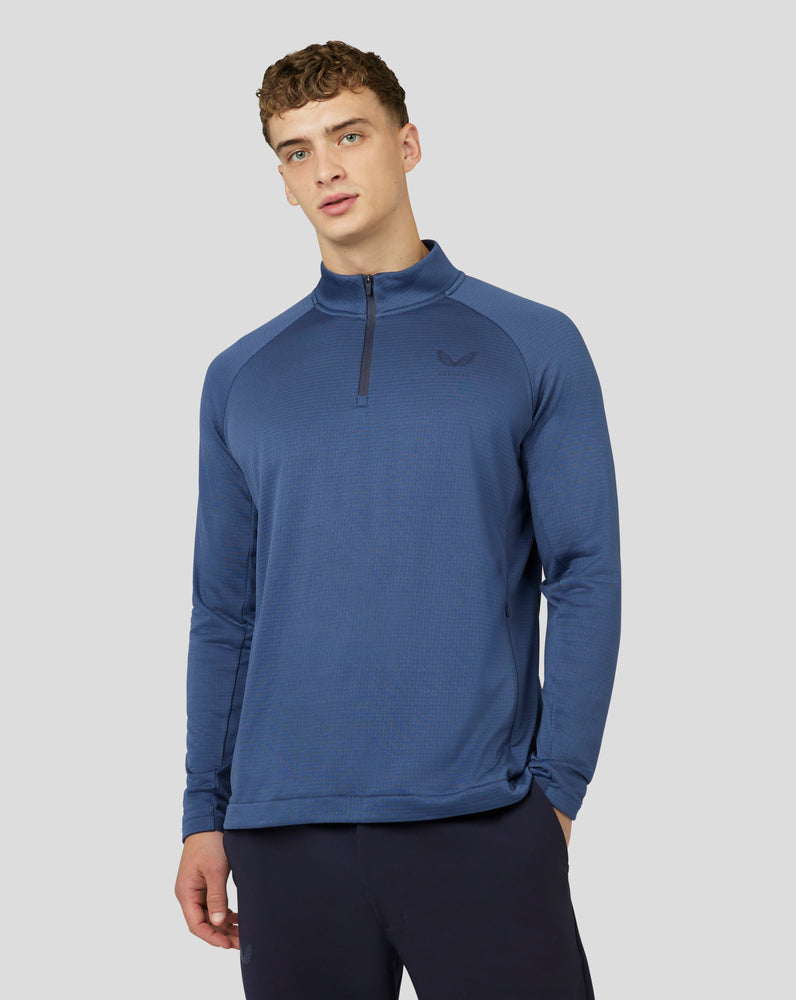 Camiseta de golf de manga larga Soft Shell Tech con media cremallera para hombre - Oceana Blue