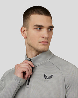 Camiseta de golf de manga larga Soft Shell Tech con media cremallera para hombre - Gris cálido