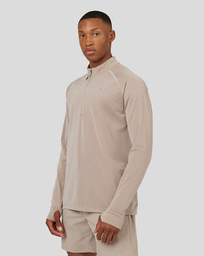 Camiseta ligera de manga larga con media cremallera y capa intermedia para hombre - Champiñón