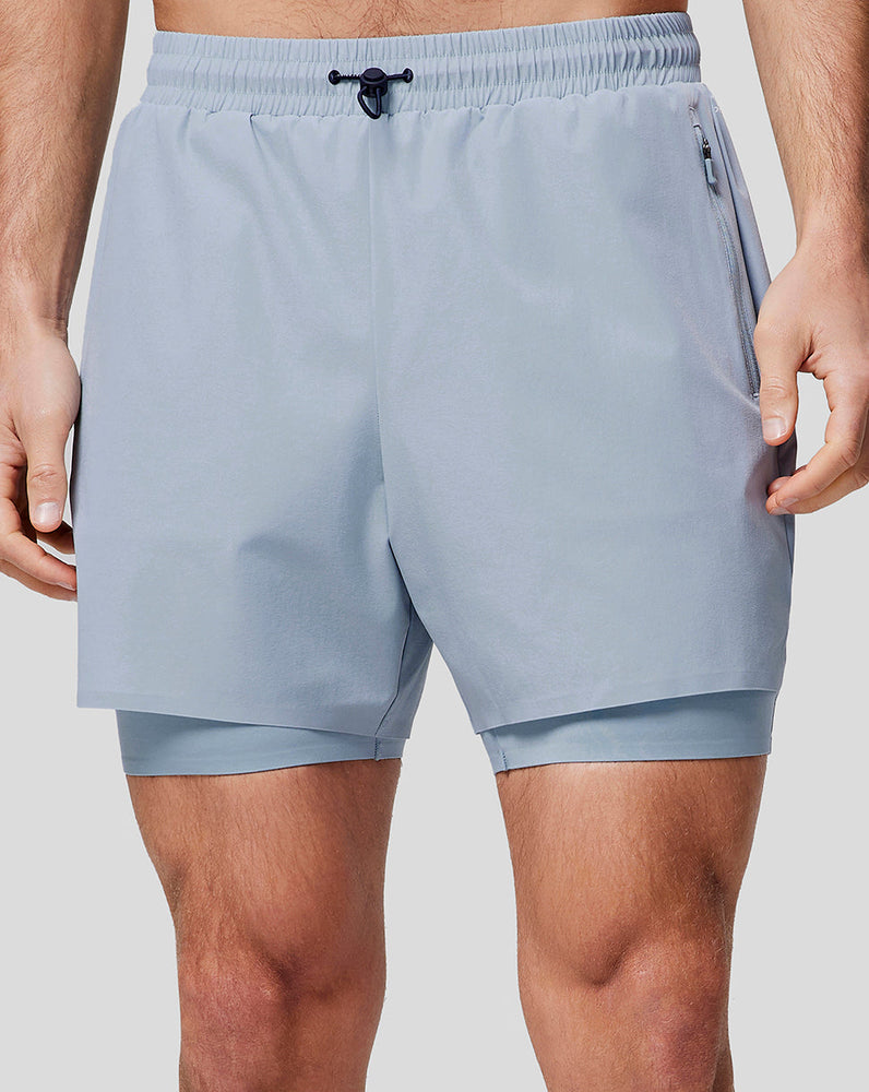 Pantalones cortos 2 en 1 Reiss Lightweight Performance para hombre - Azul Plata