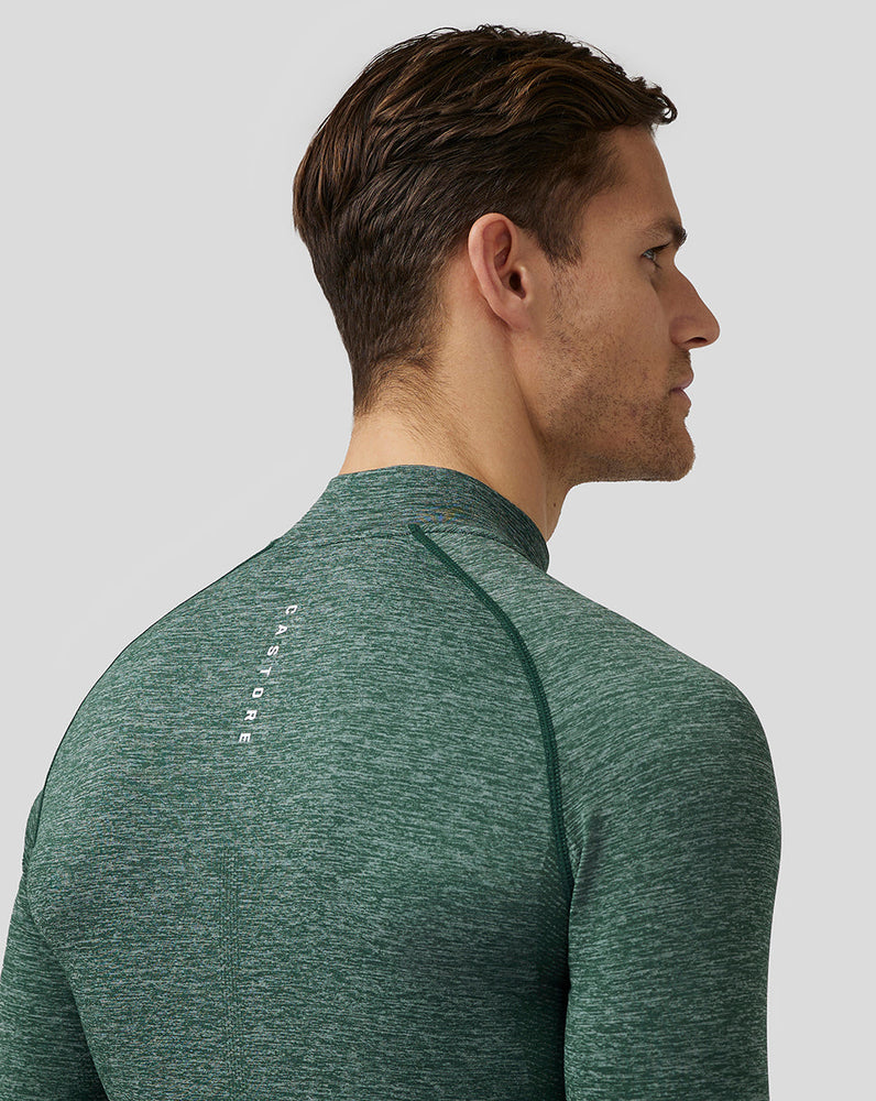 Camiseta sin costuras Body Mapped Quarter Zip para hombre - Gris pino