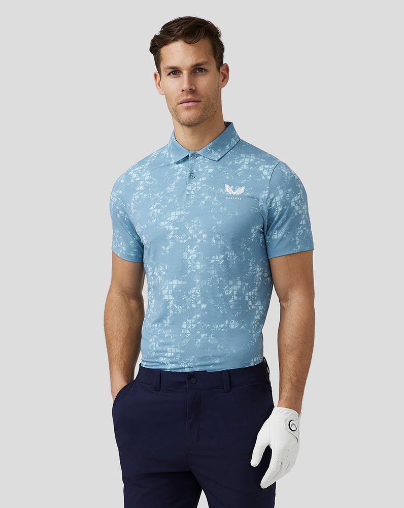 Hombre Polo de golf estampado de manga corta - Azul