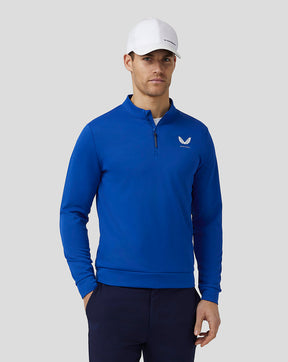 Hombre Camiseta clásica con cremallera de un cuarto de Golf Club - Azul Real